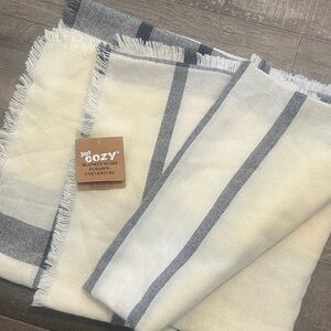 Just Cozy Blanket Scarf in Cream & Black Approximately 52 Inch by 58 Inch